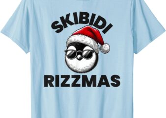 Skibidi Rizzmas Funny Gen Alpha Slang Christmas Penguin T-Shirt