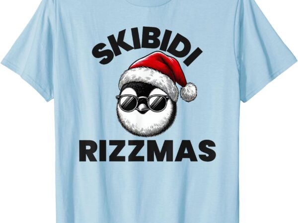 Skibidi rizzmas funny gen alpha slang christmas penguin t-shirt