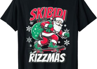 Skibidi Rizzmas Funny Santa Rizz Christmas Skater Santa Xmas T-Shirt