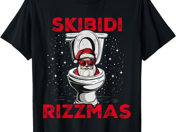 Skibidi rizzmas funny santa toilet white elephant christmas t-shirt