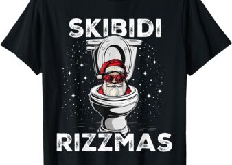 Skibidi Rizzmas Funny Toilet Santa White Elephant Christmas T-Shirt