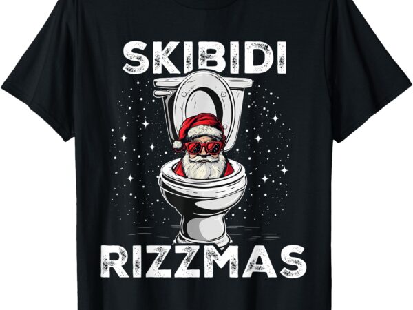 Skibidi rizzmas funny toilet santa white elephant christmas t-shirt