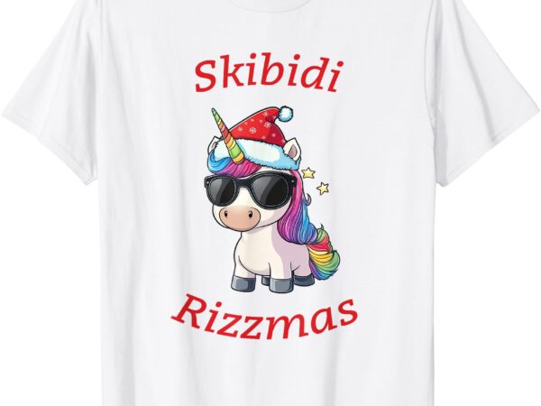 Skibidi rizzmas unicorn funny gen alpha slang christmas rizz t-shirt