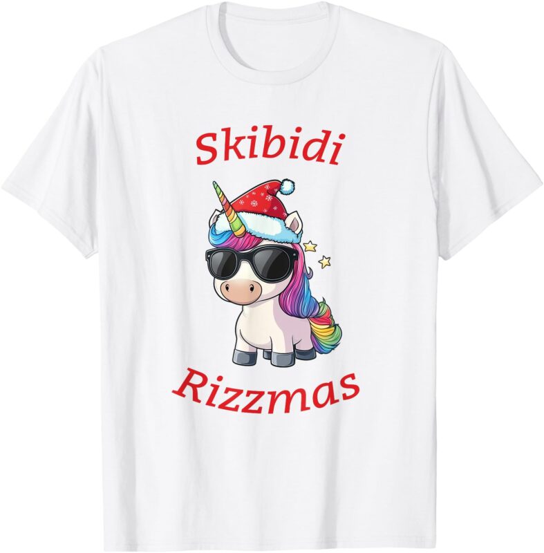 Skibidi Rizzmas Unicorn Funny Gen Alpha Slang Christmas Rizz T-Shirt