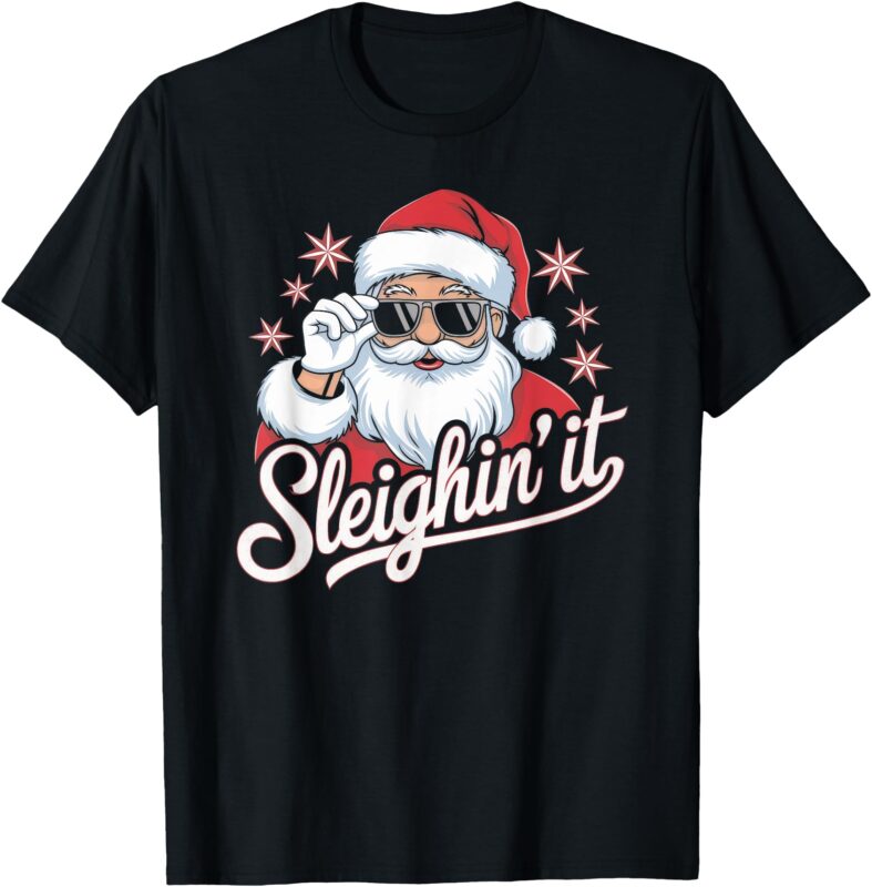 Sleighin’ It Funny Santa Cool Style Sleighing Grandpa T-Shirt