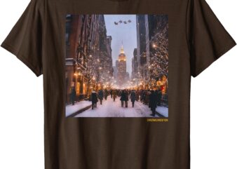 Snowy City Christmas Scene T-Shirt