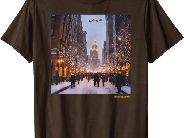 Snowy city christmas scene t-shirt