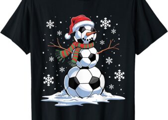 Soccer Snowman Soccer Player Santa Hat Christmas Funny T-Shirt