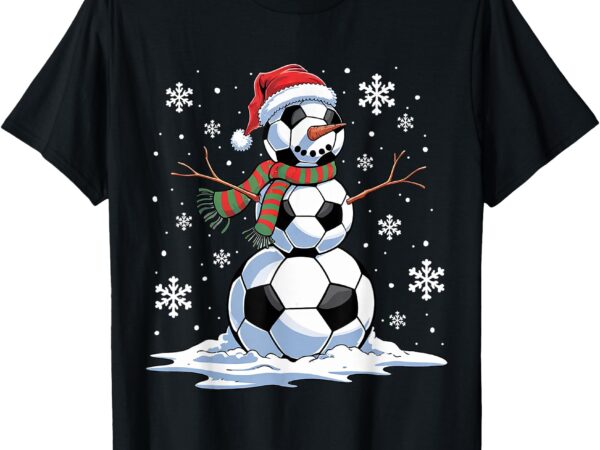 Soccer snowman soccer player santa hat christmas funny t-shirt