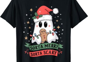 Sorta Merry Sorta Scary Christmas Ghost Santa Gingerbread T-Shirt