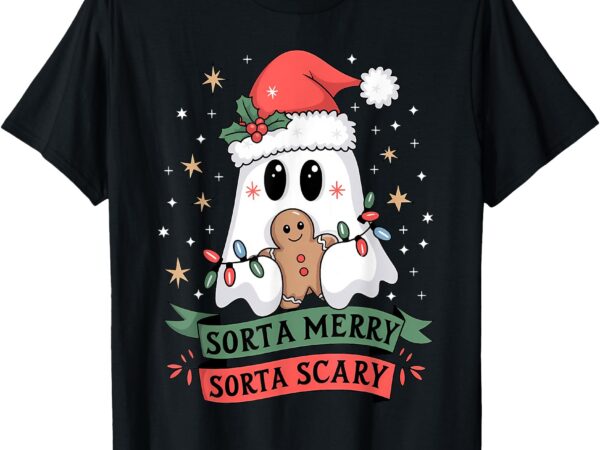 Sorta merry sorta scary christmas ghost santa gingerbread t-shirt