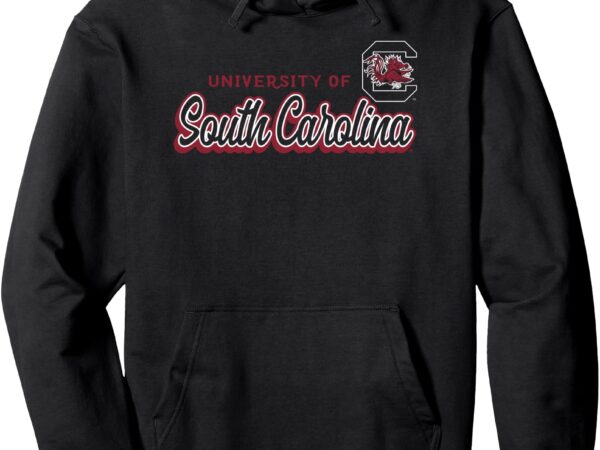 South carolina gamecocks cursive black officially licensed pullover hoodie t shirt template vector