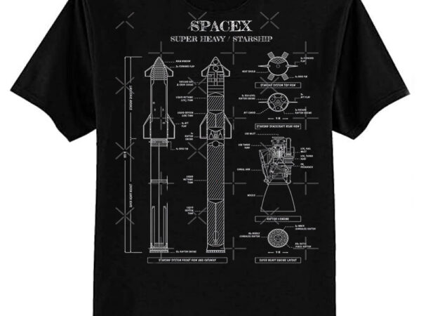 Spacex starship super heavy (white stencil – no background) vertical classic t-shirt