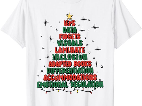 Special ed teacher christmas holiday teacher xmas lights t-shirt