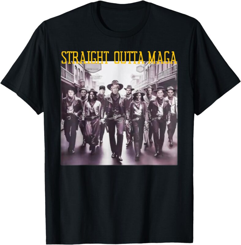 Straight Outta Maga Western Cowboy Outfit Trump 2024 T-Shirt