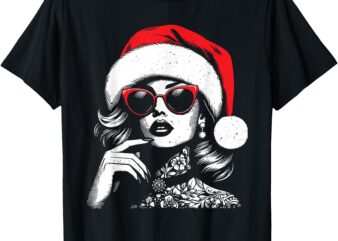 Stylish Mrs Claus, Merry Christmas Xmas Vintage women Girls T-Shirt