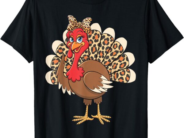 Stylish thanksgiving turkey with leopard print design t-shirt