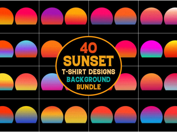 Sunset gradient background bundle t shirt template vector