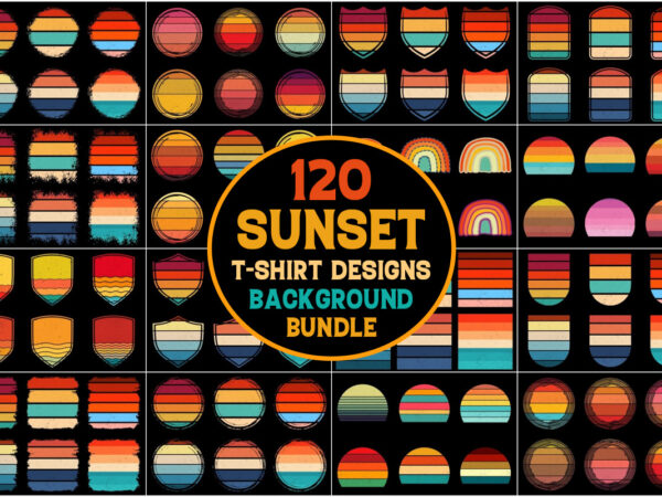 Sunset vintage grunge background bundle t shirt template vector