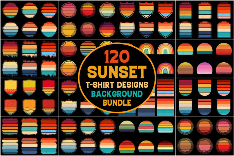 Sunset Vintage Grunge Background Bundle