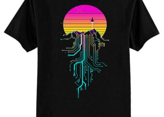 Synth Mountain Sunrise Classic T-Shirt