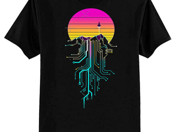 Synth mountain sunrise classic t-shirt