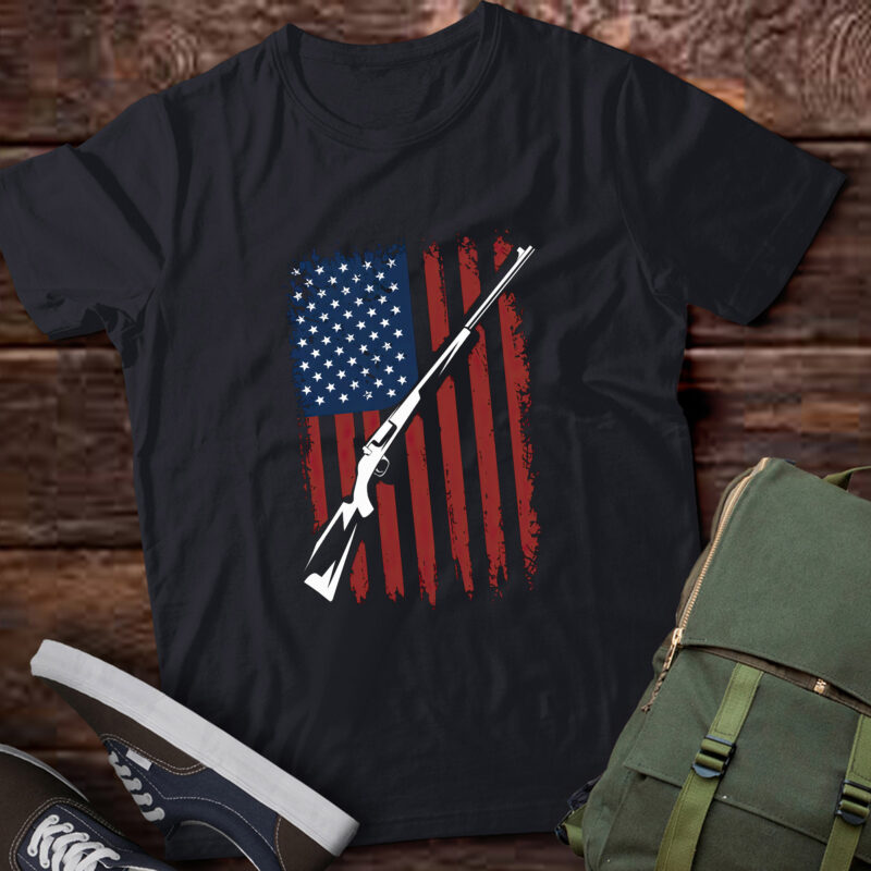 TA104-American Flag Women Men Shotgun Hunting T-Shirt