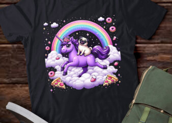 TA106-Rainbow Pug In Space Riding A Unicorn T-Shirt