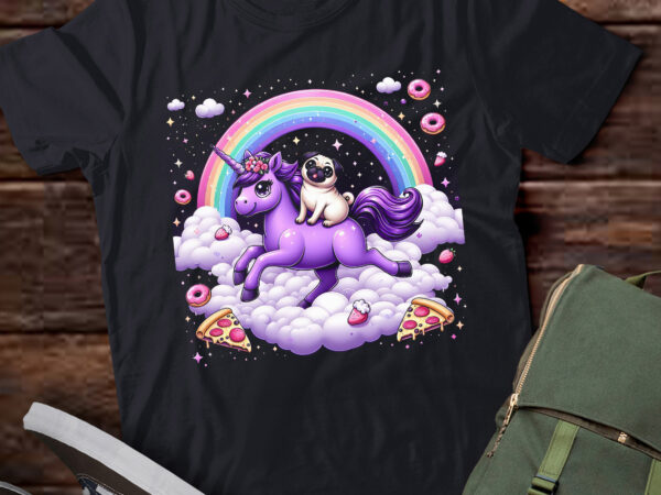 Ta106-rainbow pug in space riding a unicorn t-shirt