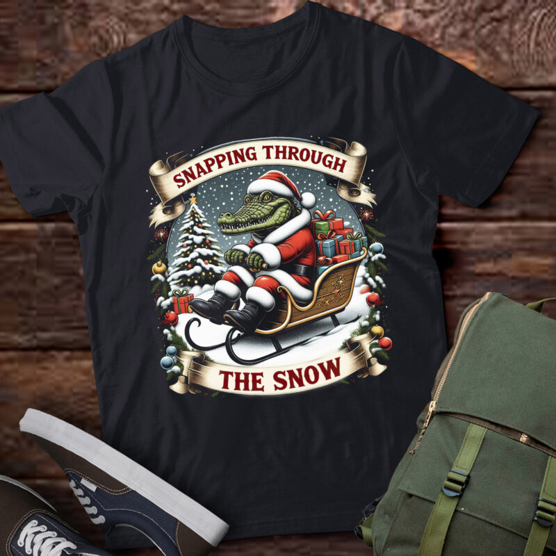 TA112-Alligator Santa, Gator Hunting Christmas T-Shirt