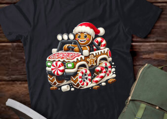 TA134-Monster Truck Gingerbread Man Funny Christmas Baking T-Shirt