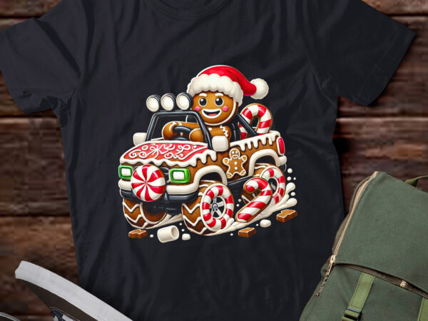 Ta134-monster truck gingerbread man funny christmas baking t-shirt