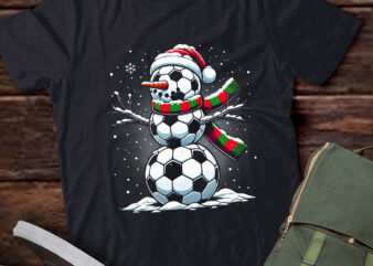 TA135-Soccer Snowman Soccer Player Santa Hat Christmas Funny T-Shirt