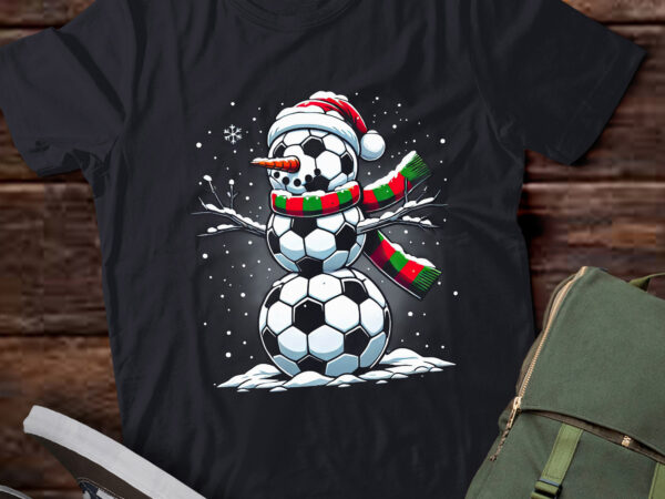 Ta135-soccer snowman soccer player santa hat christmas funny t-shirt