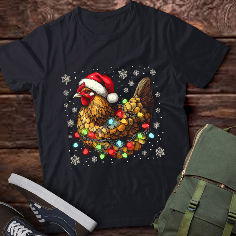 TA136-Chicken Christmas Lights Farm Animal Funny Xmas Men Women T-Shirt