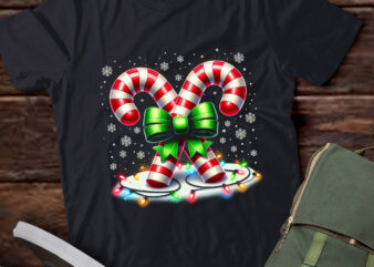 TA137-Candy Cane Santa Christmas Family Matching Funny Xmas Lights T-Shirt