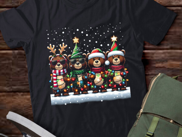 Ta139-funny bear christmas light bear lover holiday t shirt designs for sale