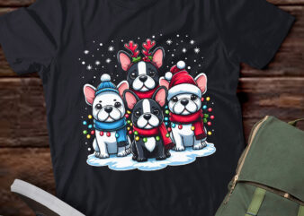 TA142-Christmas Lights French Bulldogs Xmas Dog T-Shirt