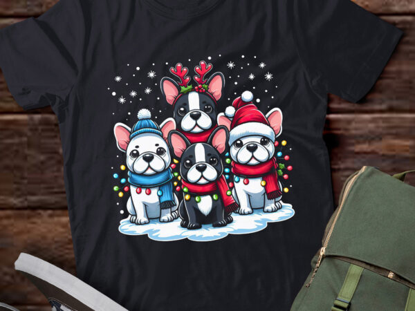 Ta142-christmas lights french bulldogs xmas dog t-shirt