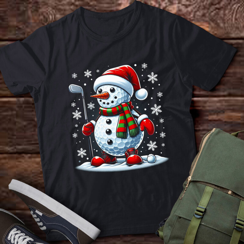 TA143-Golf Snowman Golf Player Santa Hat Christmas Funny