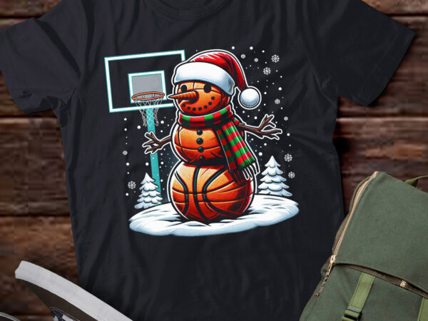 Ta144-basketball snowman player santa hat christmas funny t shirt designs for sale