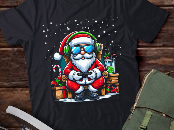 Ta145-christmas gaming controller video games gamer santa t-shirt