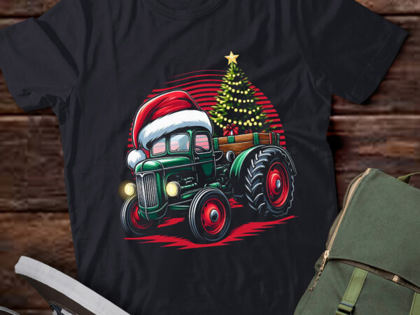 Ta25-christmas farm tractor santa hat xmas t-shirt