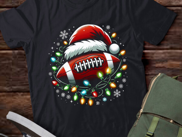 Ta26-santa football player christmas lights t-shirt