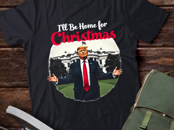 Ta45-i’ll be home for christmas santa funny trump xmas pajamas t-shirt