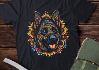 TA49-Cinco De Mayo Sugar Skull Flower German Shepherd Dog T-Shirt