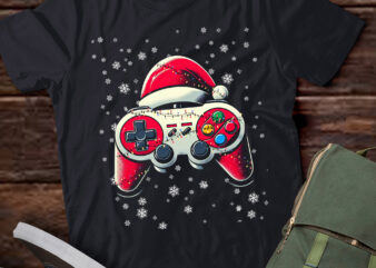 TA51-Video Game Controller Christmas Santa Hat Gamer Boys T-Shirt