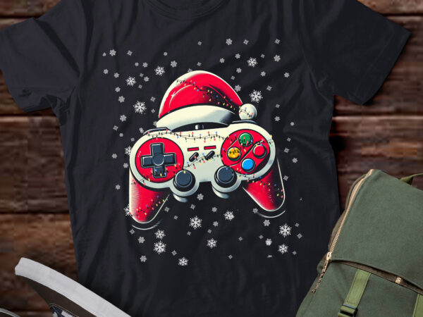 Ta51-video game controller christmas santa hat gamer boys t-shirt