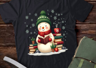 TA73-Snowman Reading Book Lovers Christmas Bookworm Librarian T-Shirt