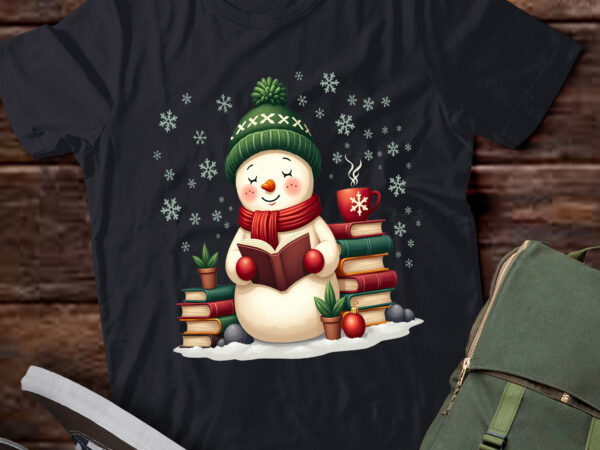 Ta73-snowman reading book lovers christmas bookworm librarian t-shirt